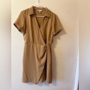 Nine West Tan Midi Wrap Dress